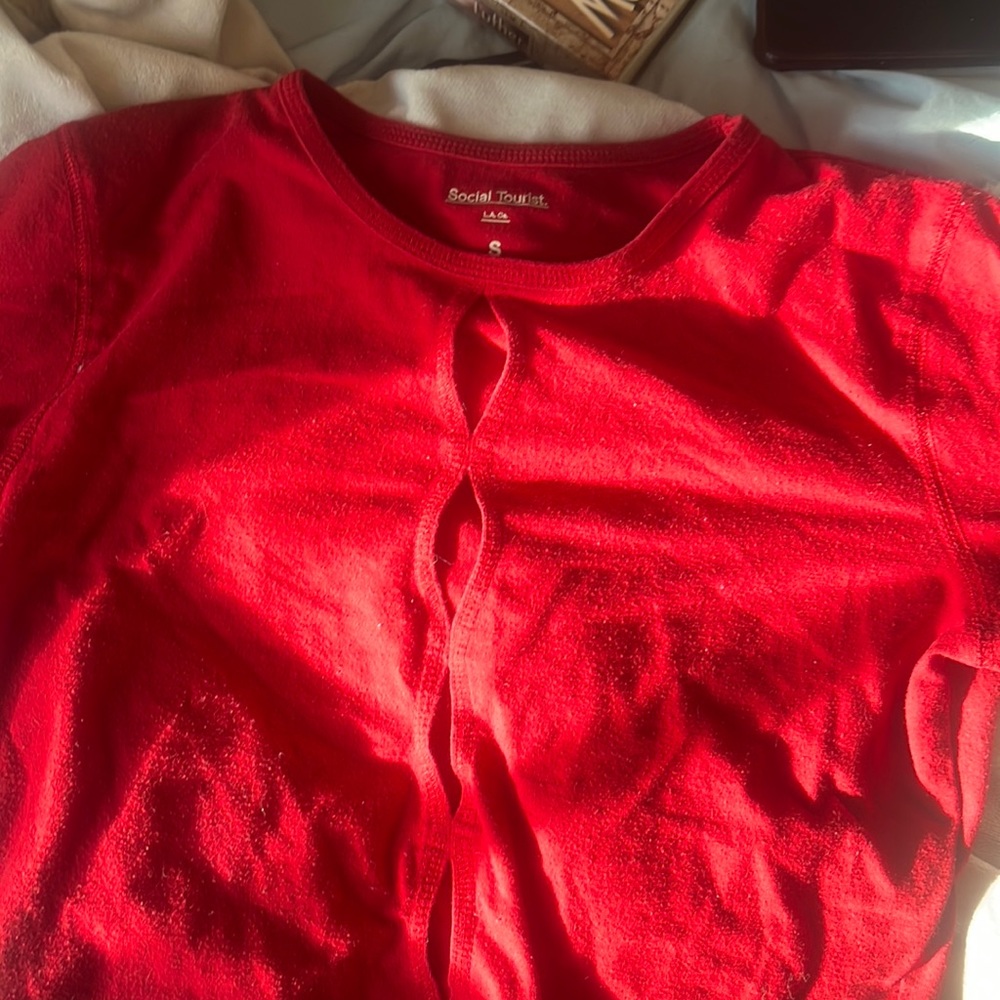 Hollister Social tourist red long sleeve shirt x Charli  Damelio Size small